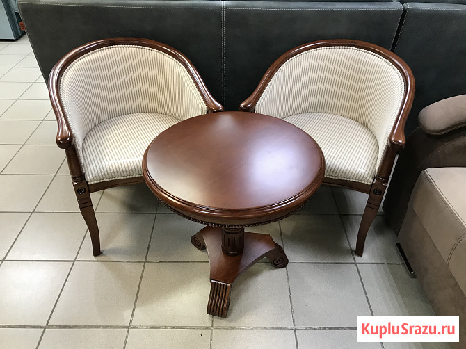 Чайное кресло А-10 из дерева с подлокотниками, круглый чайный столик. Чайная группа Москва - изображение 1