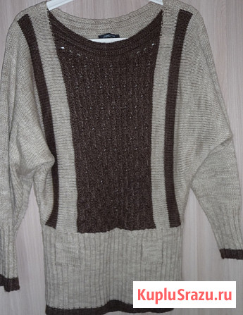 Пуловер молочно-кофейный, р-46(48) Новосибирск - изображение 1