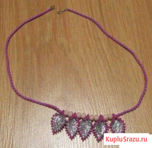 Бусы женские сиреневые с блёсками СССР Сыктывкар - изображение 1