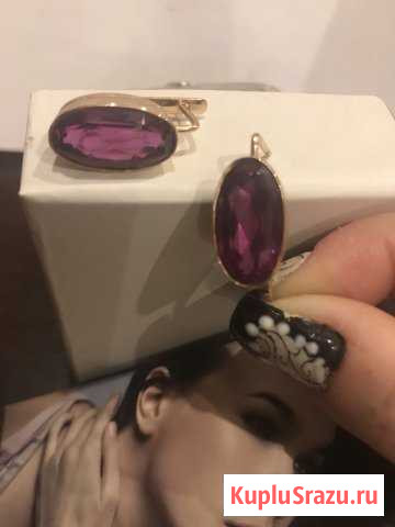 Серьги 585 пробы с турмалином Москва - изображение 1