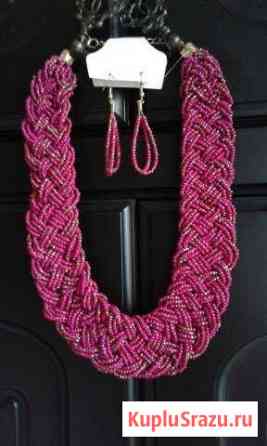 Колье из бисера цвета малины Москва