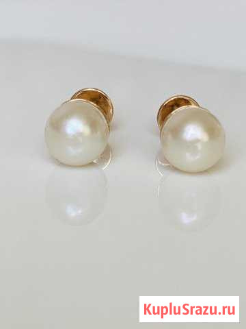 Золотые серьги с жемчугом Москва - изображение 1