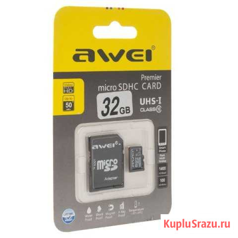 Карта памяти awei 32 GB, micro SD/HC, Class10 Воронеж - изображение 1