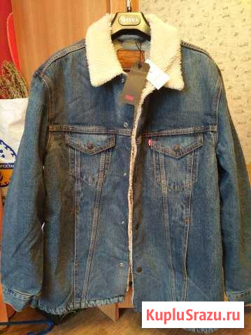 Длинная джинс меховая куртка levis новая с бирками Уфа - изображение 1