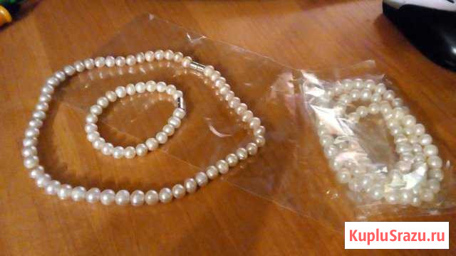 Колье и браслет новое из натурального жемчуга Белово - изображение 1