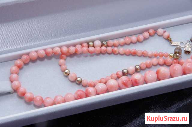 Бусы, браслет коралл розовый в серебре, винтаж Курган - изображение 1