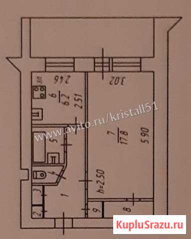 1-к квартира, 34 кв.м., 3/5 эт. Кола - изображение 1