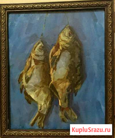 Натюрморт вяленая рыба. Холст, масло, 35х45 Котельники - изображение 1
