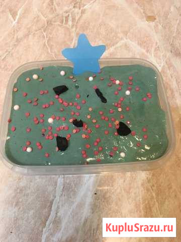 Бирюзовый слайм с блестками 350 грим Химки - изображение 1