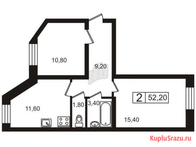 2-к квартира, 52.2 кв.м., 1/25 эт. Всеволожск - изображение 1