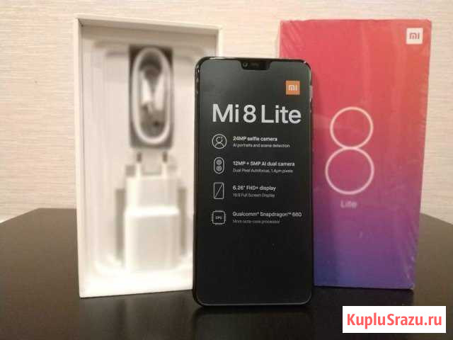 Xiaomi Mi 8 Lite 64 Гб, чёрный, новый Боровичи - изображение 1