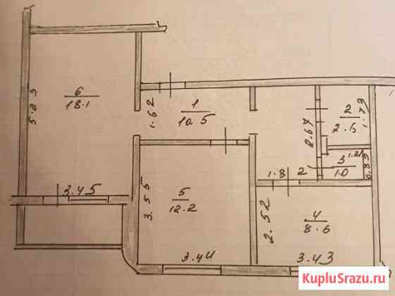 2-к квартира, 53 кв.м., 1/6 эт. Алатырь