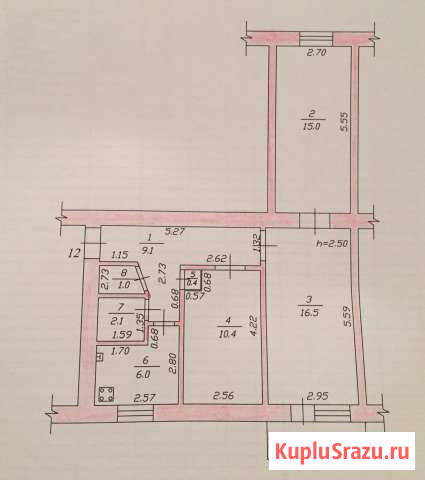 3-к квартира, 60.5 кв.м., 3/5 эт. Лениногорск - изображение 1