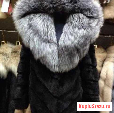 Шуба норковая с капюшоном Кобра, из чернобурки Оренбург - изображение 1