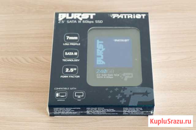 SSD накопитель patriot Burst 240Гб, новый Рыбинск - изображение 1