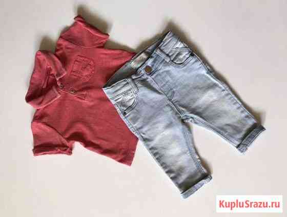 Джинсы + футболка zara 3-6m, 68 см Электросталь