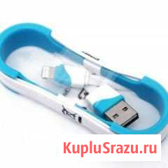 USB iPhone 5,6,7,6+,7+ голубой плоский в намотке Санкт-Петербург - изображение 1