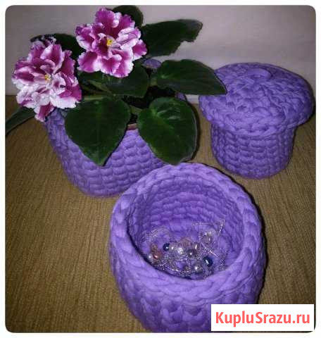 Вязаные трикотажные интерьерные корзинки Белореченск - изображение 1