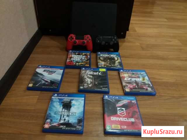 Лучшая Sony Play Station 4 Slim 1000 гб 2 Геймпада Большие Салы - изображение 1