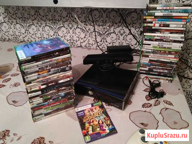 Xbox 360 Slim 250GB/3.0/60 Дисков/Кинект Комсомольск-на-Амуре - изображение 1