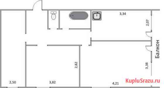 3-к квартира, 61.3 кв.м., 1/2 эт. Чкаловск