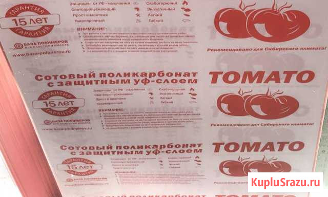 Сотовый поликарбонат 4 мм Томато Благовещенск - изображение 1