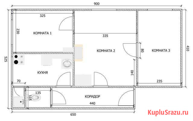 3-к квартира, 43 кв.м., 1/2 эт. Лахденпохья - изображение 1