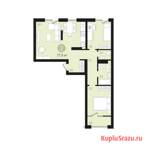 2-к квартира, 77.9 кв.м., 4/17 эт. Сургут - изображение 1