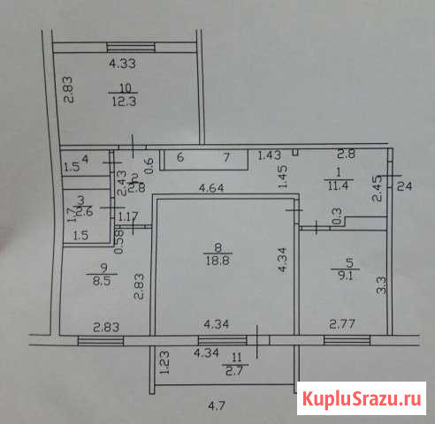 3-к квартира, 70 кв.м., 3/5 эт. Ельня - изображение 1
