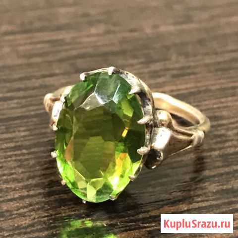 Винтажное Кольцо с зелёным камнем в серебре 875 пр Санкт-Петербург - изображение 1