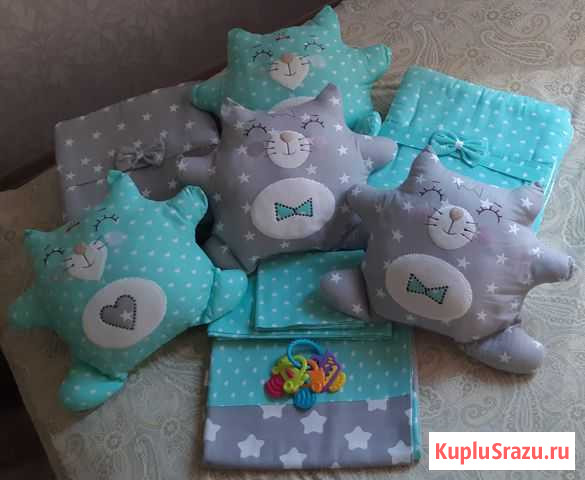 Комплект в кроватку By Twinz Котики Новокузнецк - изображение 1