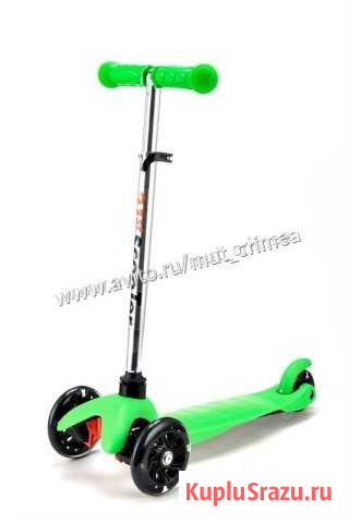 Самокат Scooter Mini, регулируемый руль, зеленый Симферополь - изображение 1
