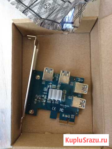 Плата pci express riser card pci-e 1x 1 на 4 pcie Смоленск - изображение 1