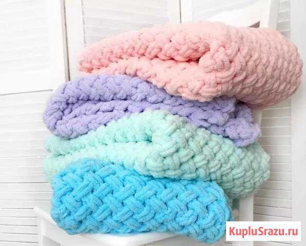 Плюшевый плед из Alize puffy/puffy fine Казань - изображение 1