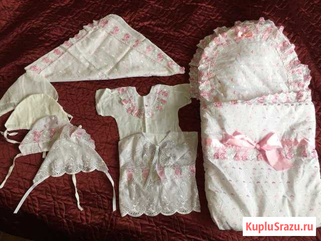 Комплект на выписку из роддома с конвертом Выкса - изображение 1