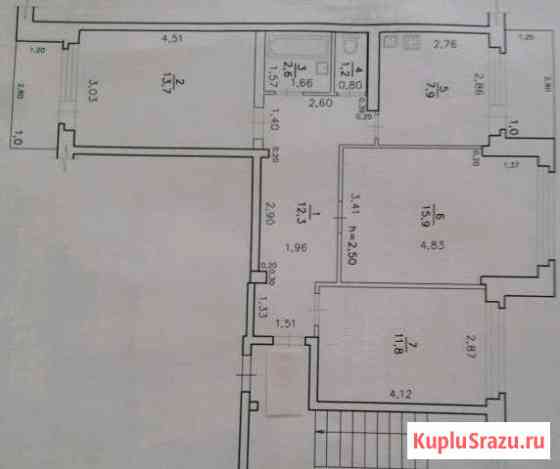 3-к квартира, 68 кв.м., 5/5 эт. Краснокаменск