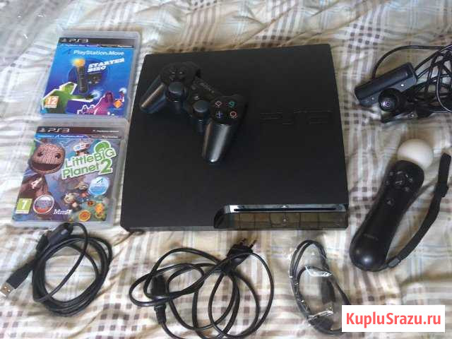 PS3 slim 320gb + LBP2 + PlayStation Move Троицк - изображение 1