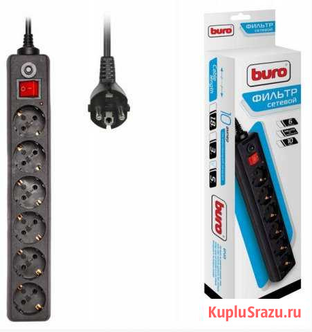 Сетевой фильтр Buro 600SH-5-B 5м 6 розеток черный Владивосток - изображение 1