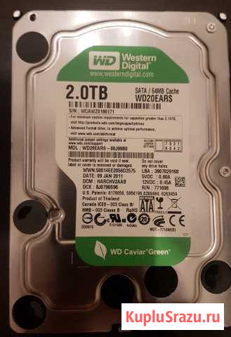 Винчестер HDD wd20ears 2 Tb Пенза - изображение 1