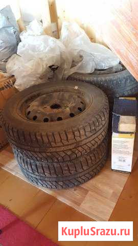 Шины + штампованные диски 195/55 R15 ContiWinterVi Козлово - изображение 1