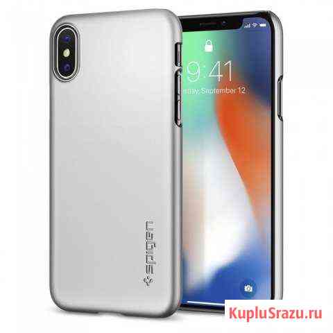 Клип-кейс spigen для iPhone X - Thin Fit - Серебри Тула