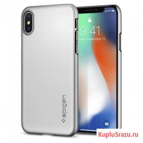 Клип-кейс spigen для iPhone X - Thin Fit - Серебри Тула - изображение 1