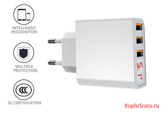 Зарядное 3400mA на 3-USB вольтметр+амперметр Иваново - изображение 1