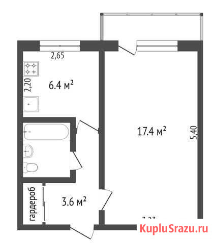 1-к квартира, 31.6 кв.м., 4/5 эт. Усогорск - изображение 1