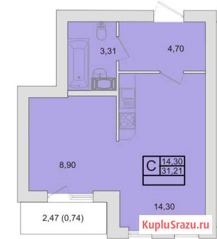 Студия, 31.2 кв.м., 2/4 эт. Щеглово - изображение 1