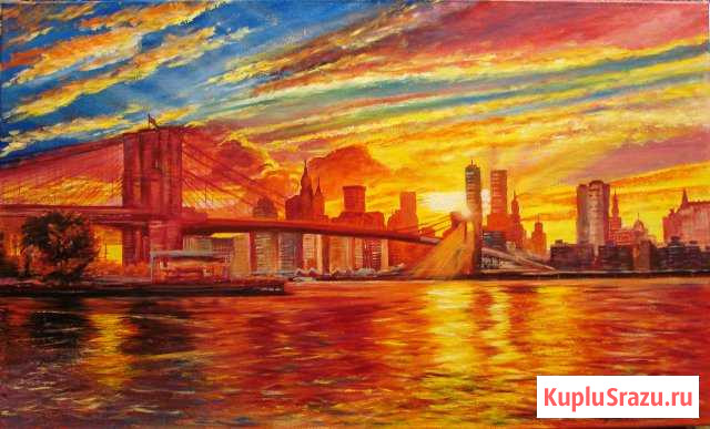 Городской пейзаж Brooklyn Bridge восход Рязань - изображение 1