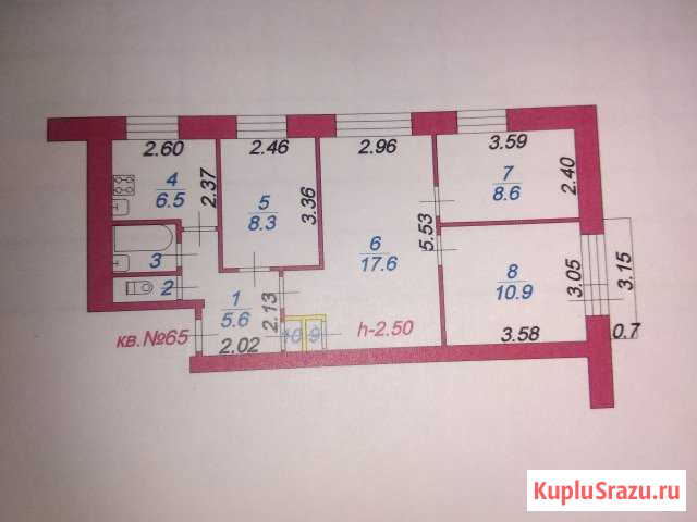 4-к квартира, 61 кв.м., 5/5 эт. Тейково - изображение 1