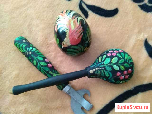 Шкатулка, ложка, открывашка и яйцо, роспись ручная Урюпинск - изображение 1