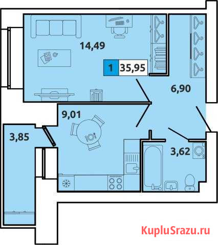 1-к квартира, 36 кв.м., 4/5 эт. Северодвинск - изображение 1