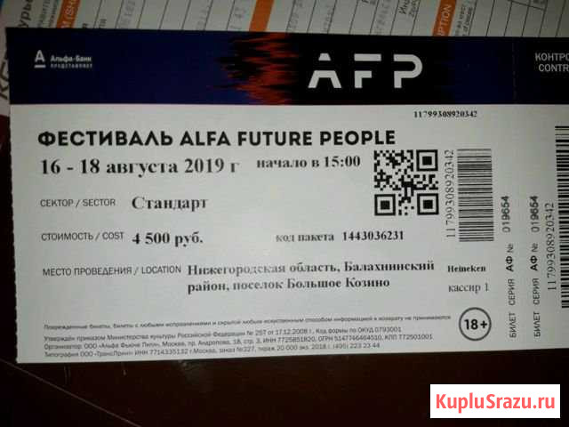 Билет на Фестиваль Alfa Future People Челябинск - изображение 1